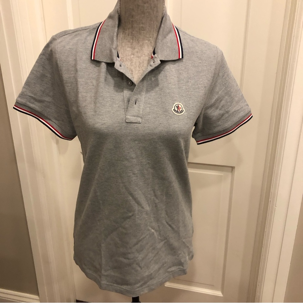 Moncler Classic Tipped Polo Shirt Gray